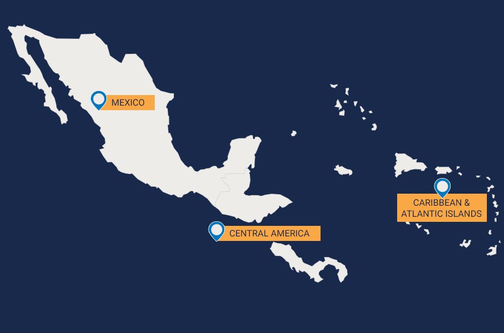 Caribbean and Mexico Map